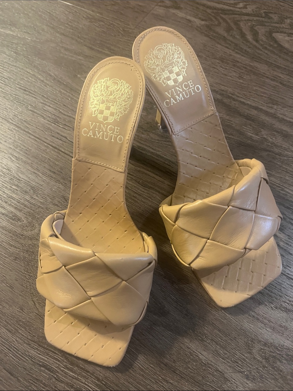 Vince Camuto Braided Slide Heels in Tan